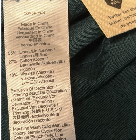 Madewell Green Embroidered Linen-Blend Flutter-Sleeve Mini Dress Size L - Picture 14 of 14